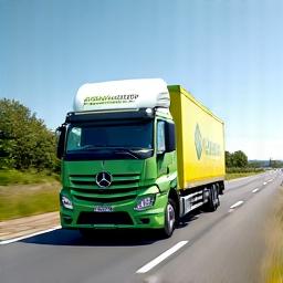 A modern Green Harvest Ireland delivery truck on the road.